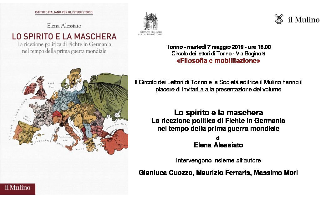 Presentazione del volume “Lo spirito e la maschera” di Elena Alessiato. Torino, 7 maggio 2019